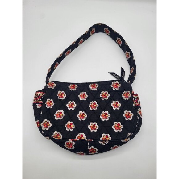 VERA BRADLEY Retired Pirouette Floral Black Purse Mini Hobo Handbag Cottagecore - Picture 2 of 7
